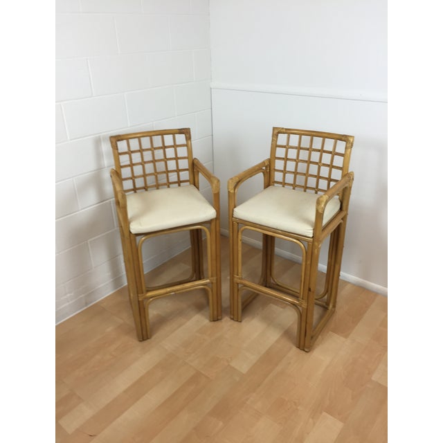Boho Chic Bamboo Barstools A Pair Chairish