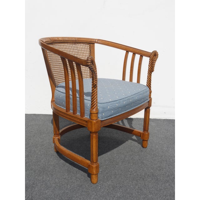 Mid Century Wood Cane Back Arm Chairs Pair Chairish
