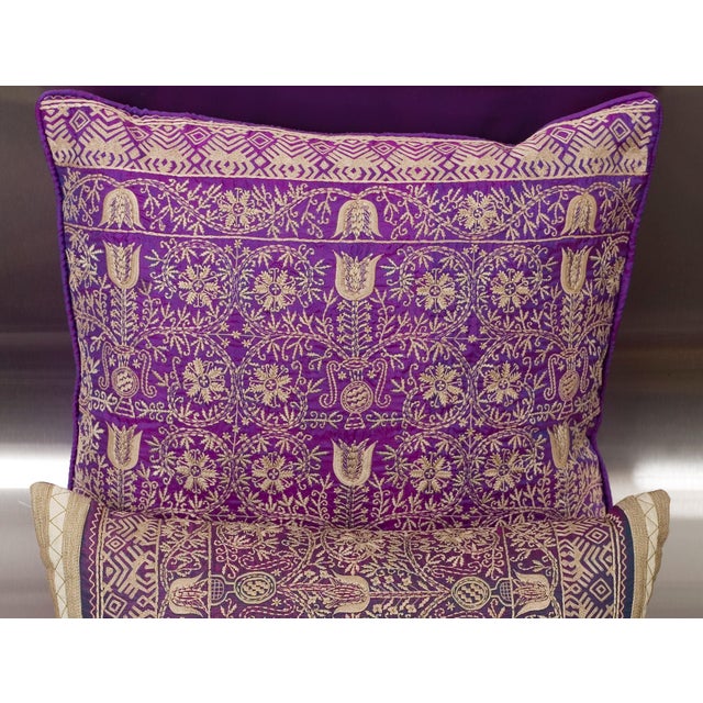 Luxury Purple Silk Emroidered Decorative Pillow Chairish