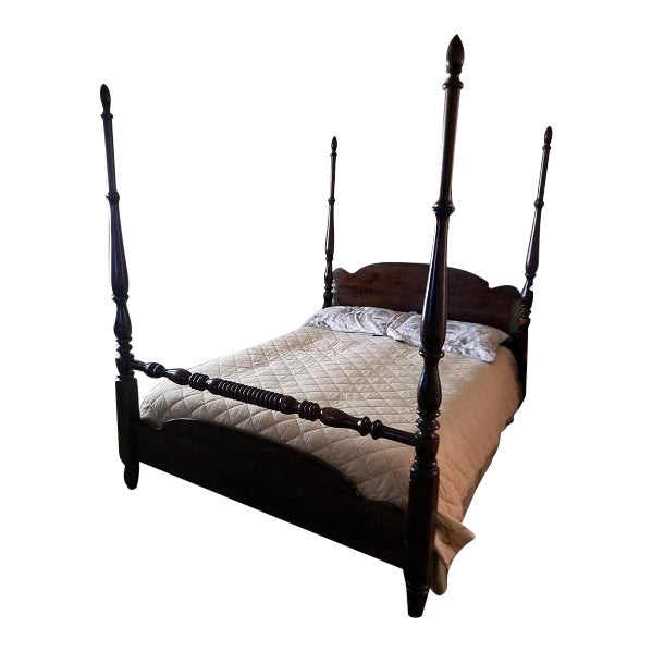 Ethan Allen Pine Queen Size Four Poster Bed Frame Chairish