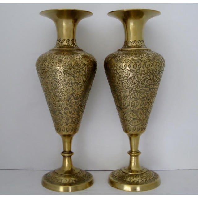 Engraved Brass Indian Vases A Pair Chairish