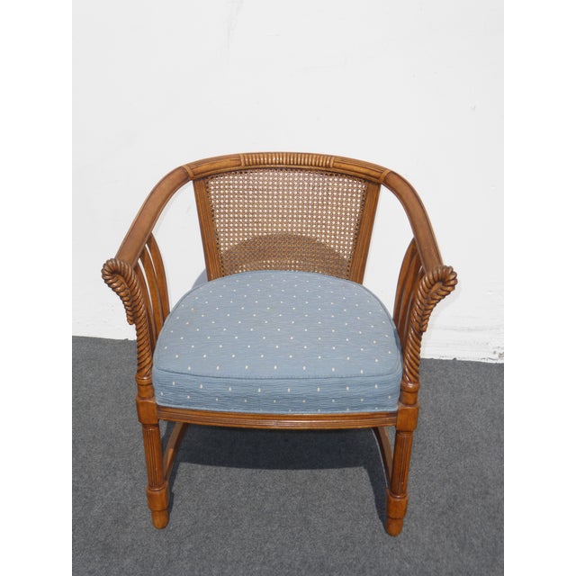 Mid Century Wood Cane Back Arm Chairs Pair Chairish