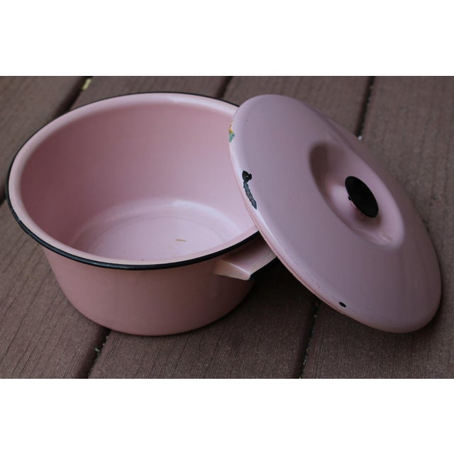 Vintage Pink Enamelware Pot With Lid Chairish