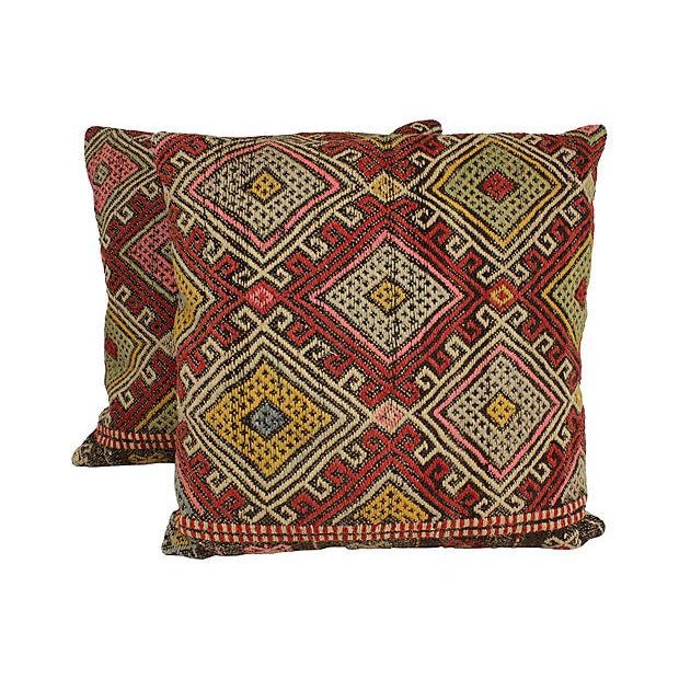 Vintage Turkish Kilim Floor Pillows - A Pair Chairish