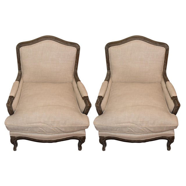 Restoration Hardware Belgian Linen & Wood Marseille Chairs A Pair Chairish