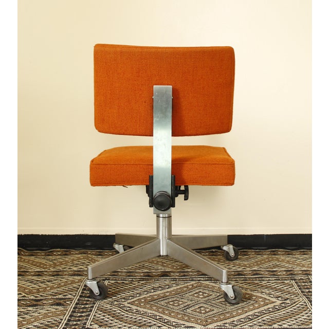 Mid-Century Modern Upholstered Rolling Desk Chair | Chairish