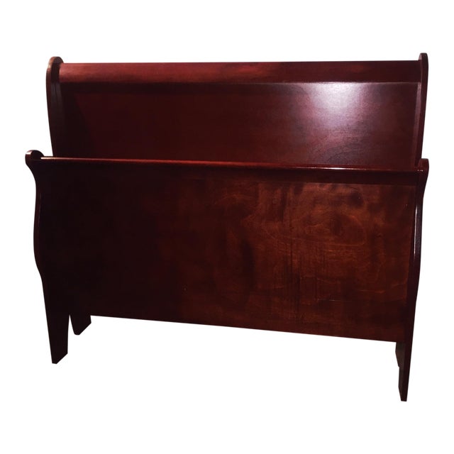 Cherry Wood Full Size Sleigh Bed Frame | Chairish