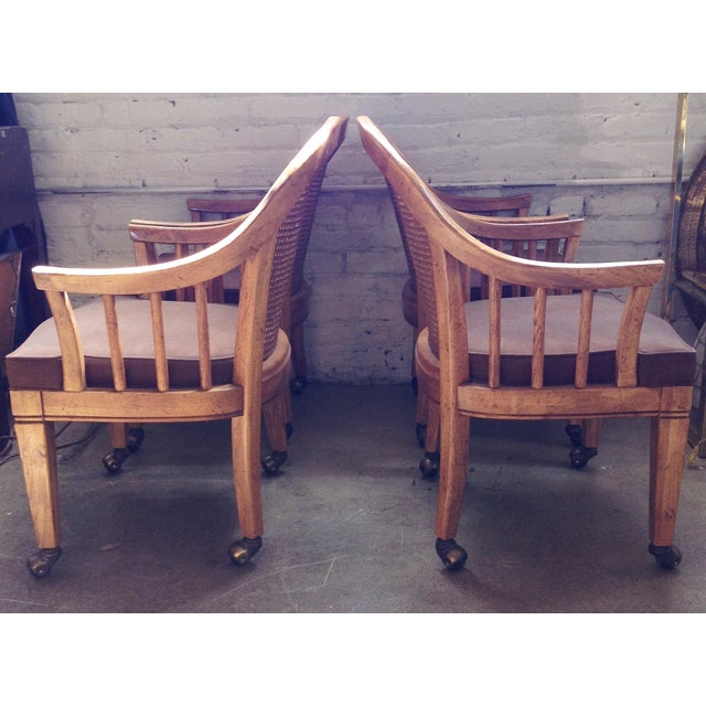 Upholstered Caned Barrel Back Chairs Set of 4 Chairish