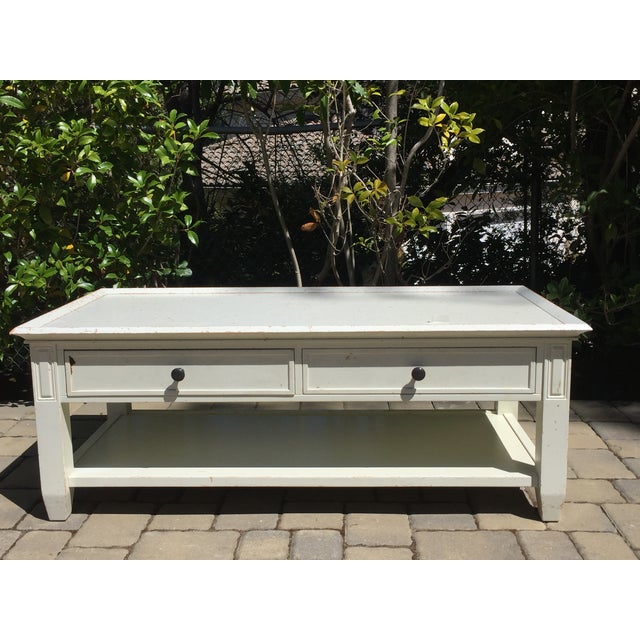 Pottery Barn Distressed White Coffee Table Chairish
