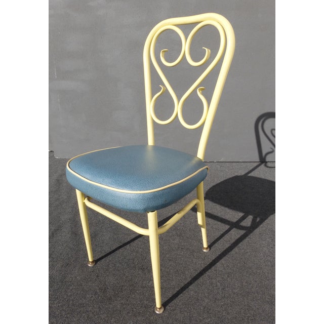 MidCentury French Country Yellow & Blue Bistro Chairs Set of 6
