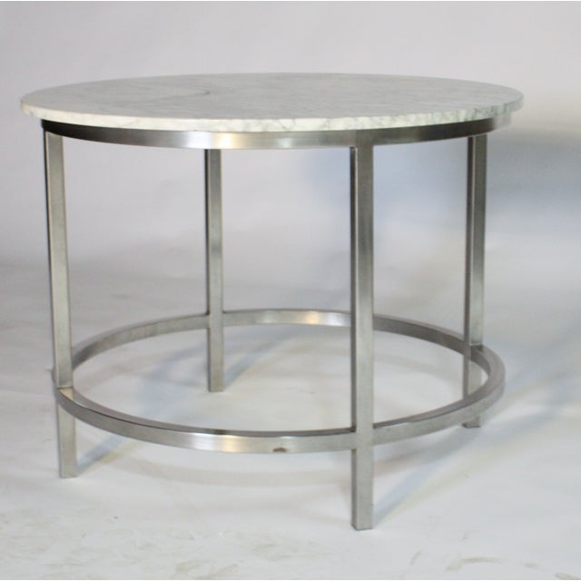 Brushed Metal and Marble Table Chairish