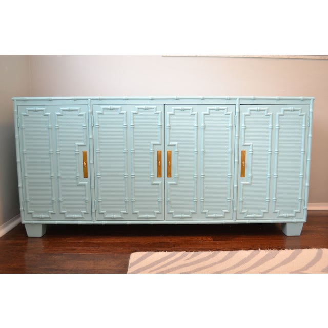 Faux Bamboo Light Blue Credenza Chairish