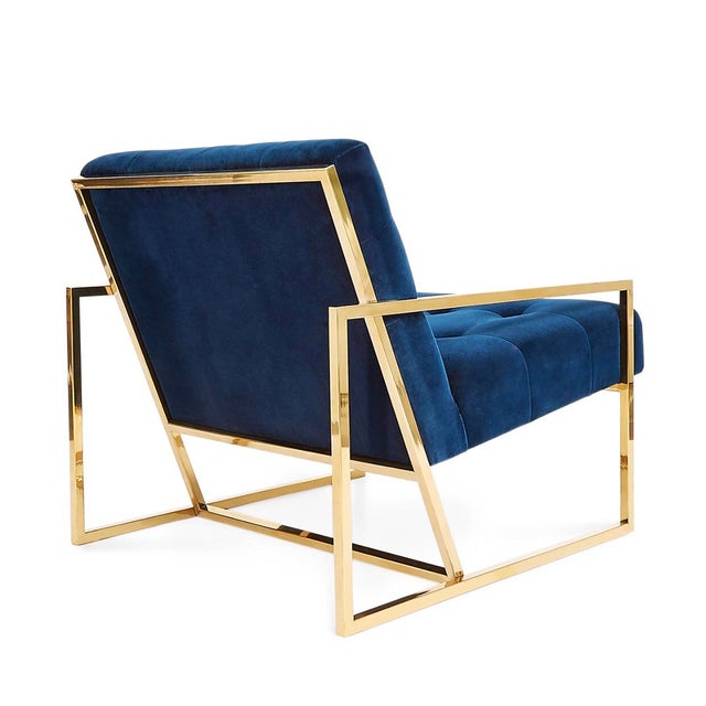 Pair of Crushed Blue Velvet Lounge Chairs Chairish