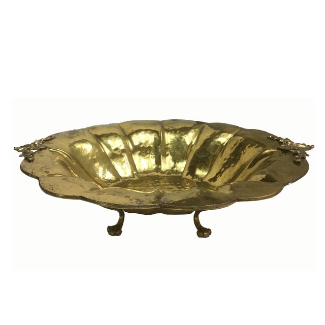 Large Hammered Brass Footed Bowl Chairish