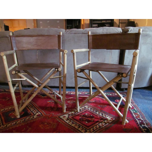 Custom Leather Director's Chairs Pair Chairish