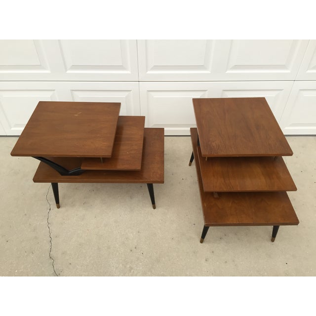 MidCentury Three Tiered End Tables A Pair Chairish