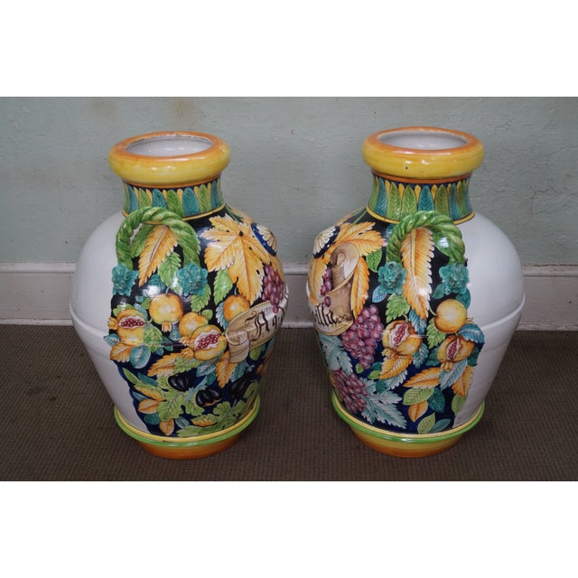 Italian Pottery Majolica Urns a Pair Chairish