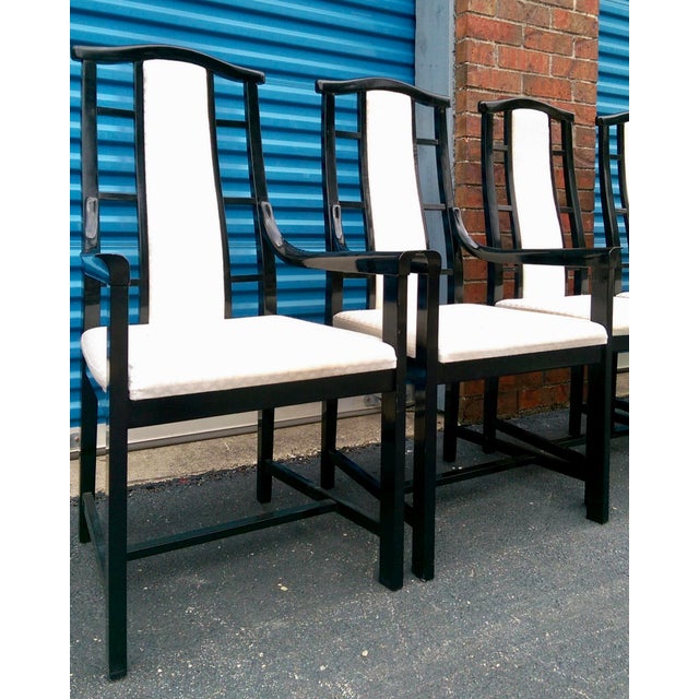1980s Black Lacquered Dining Chairs Set of 8 Chairish