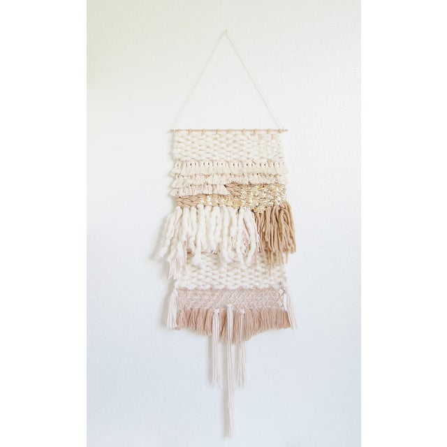 Tan & Gold Woven Wall Hanging | Chairish