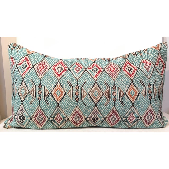 Turquoise Patterned Kilim Pillow Chairish