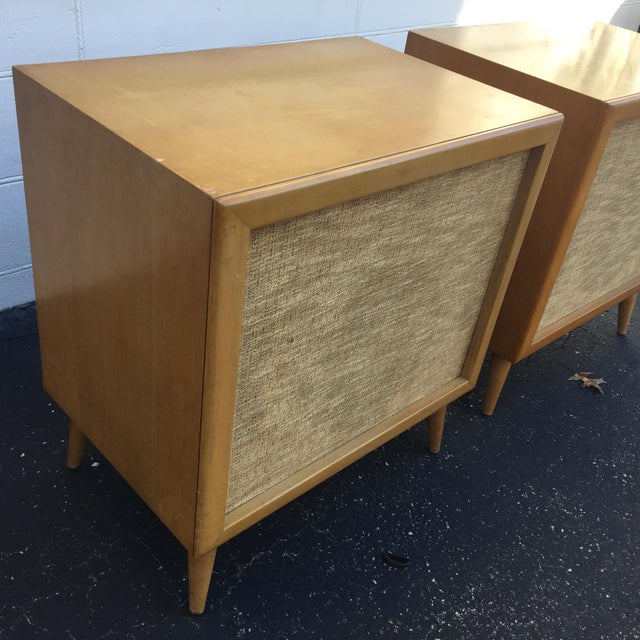 Mid-Century Modern Speakers Birch Wood Cabinets | Chairish