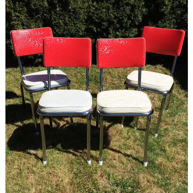 Vintage Vinyl Chrome Kitchen Chairs Set of 4 Chairish