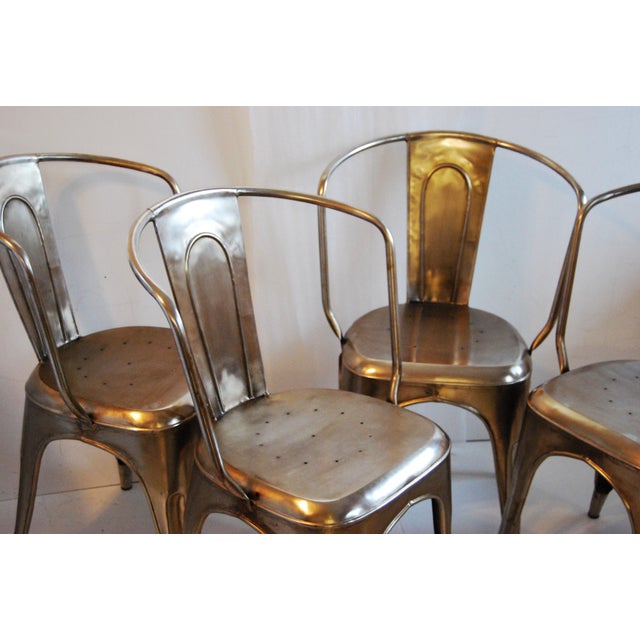 French Industrial Steel Side Chairs Set of 4 Chairish
