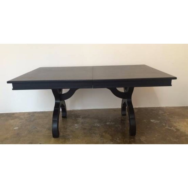 Matte Black Laquer Trestle Table Chairish
