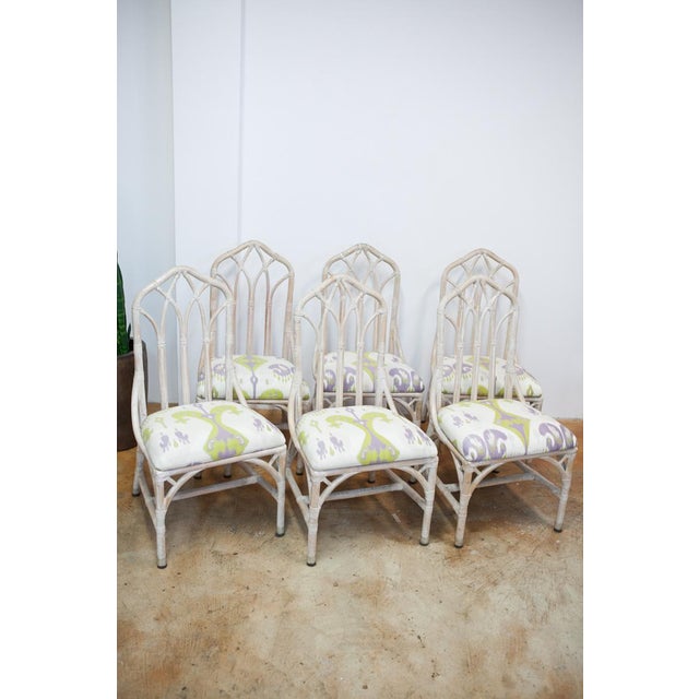 Rattan Upholstered Dining Chairs - Set of 6 | Chairish