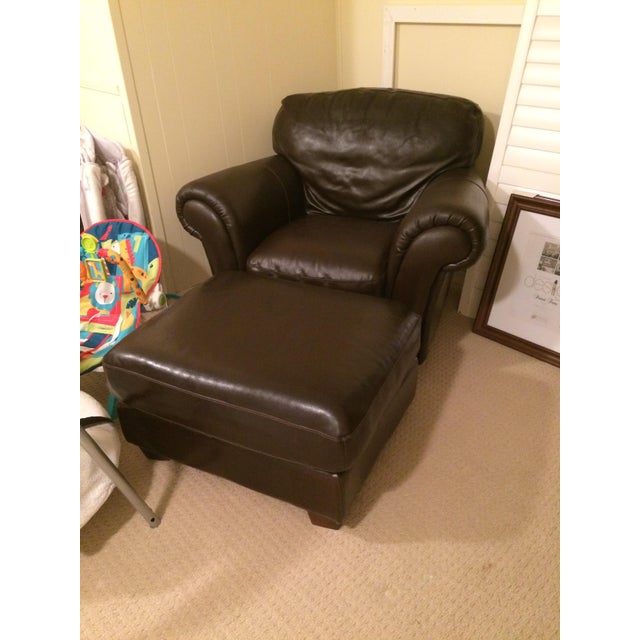 Natuzzi Italsofa Leather Chair and Ottoman Set Chairish