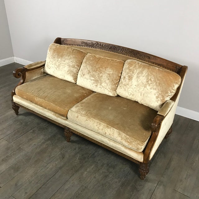Vintage Gold Velvet Sofa | Chairish