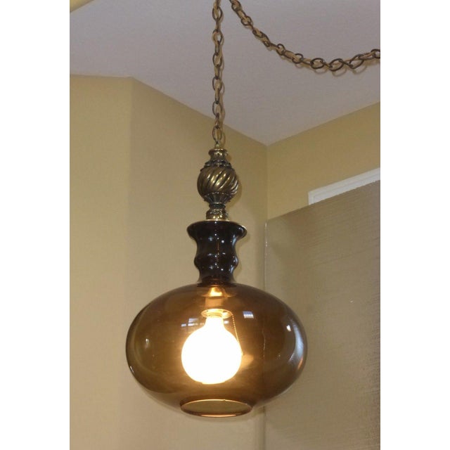 Vintage Mid Century Modern Hanging Swag Globe Light Lamp W ...