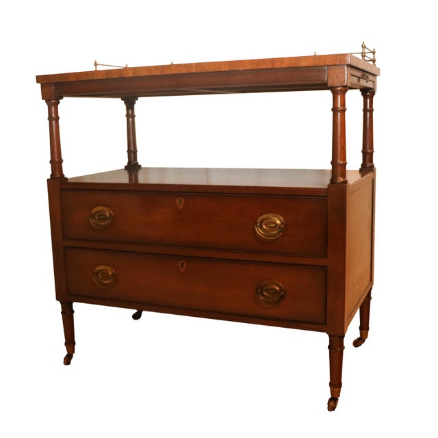 Kittinger Mahogany Rolling Buffet bar Server Cart with Brass Gallery