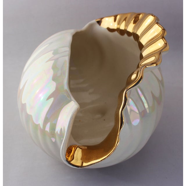 Gilded Iridescent Ceramic Shell Candy Dish Chairish