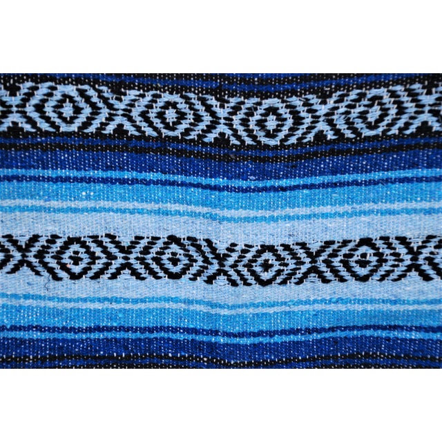 Blue Handmade Mexican Throw Rug Chairish