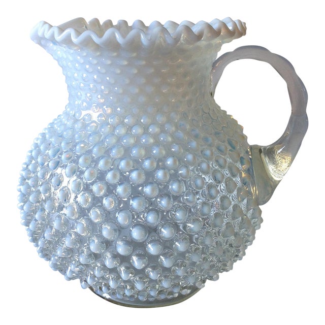 French Opalescent Glass Hobnail Pitcher Chairish