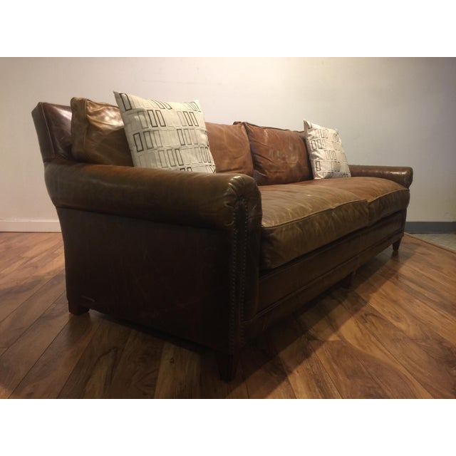 Ralph Lauren Leather Sofa With Throw Pillows Chairish