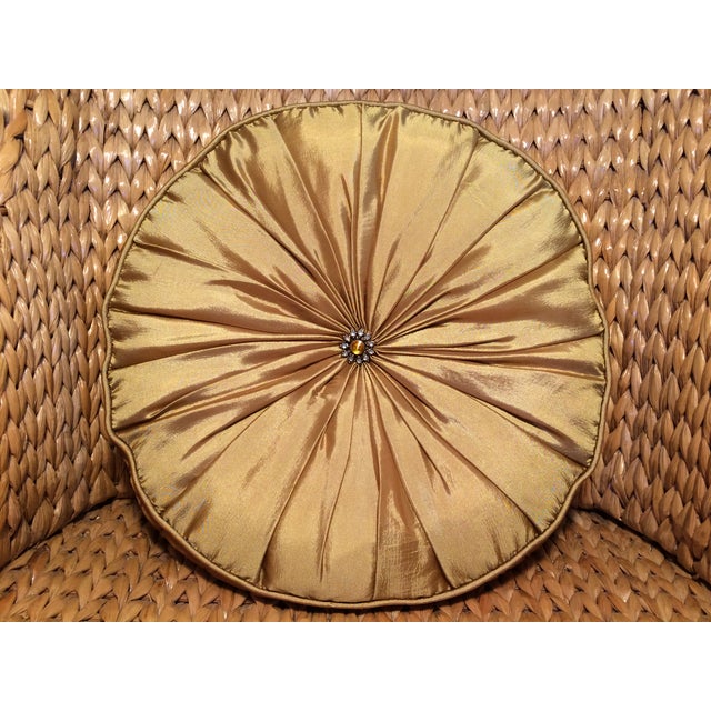 Gold Satin Round Pillows with Jewel Buttons Pair Chairish