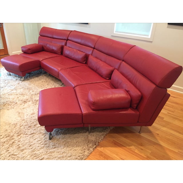 Natuzzi 4Piece Red Leather Sectional Chairish