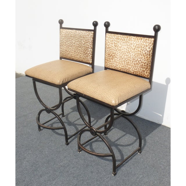 Wrought Iron Swivel Bar Stools - A Pair | Chairish