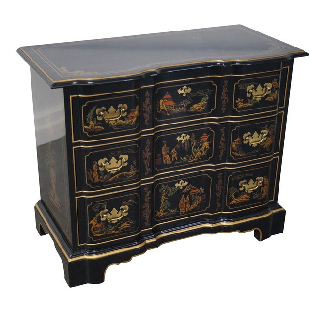 Drexel Heritage Black Lacquer Chinoiserie Chest Chairish