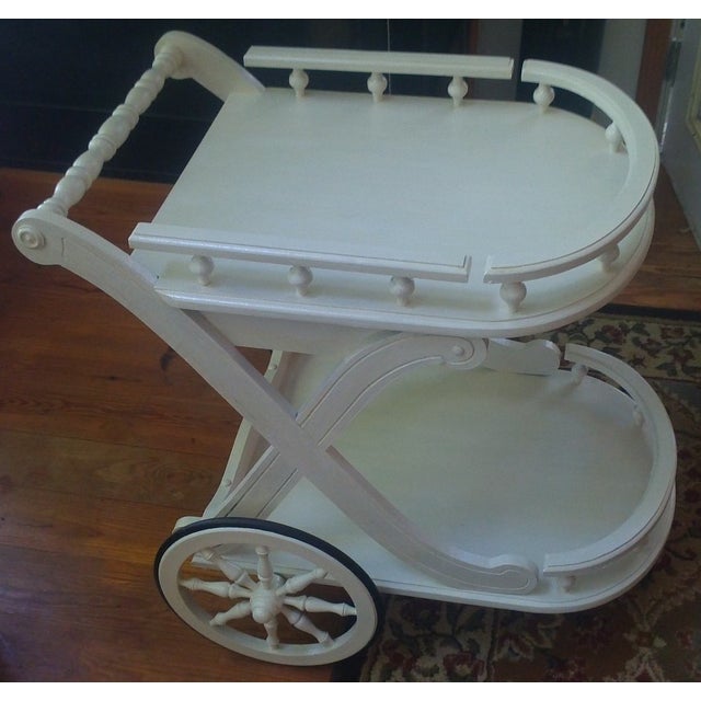 Wooden Tea Cart on Spoke Wheels Chairish
