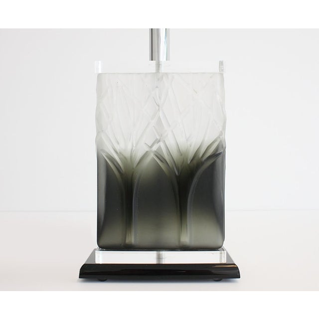 French Etched Glass and Lucite Table Lamp Chairish