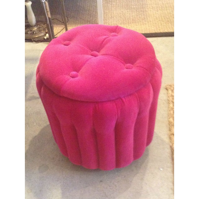 Hot Pink Tufted Storage Ottoman | Chairish