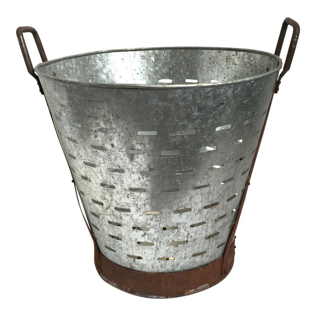 Rustic Galvanized Olive Basket Chairish