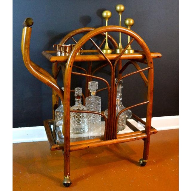 Hollywood Regency Rattan Rolling Drink Cart Chairish