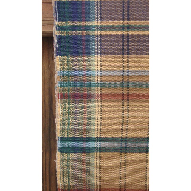 Vintage MidCentury Brown Blue Plaid Upholstery Fabric 2 Yards Chairish
