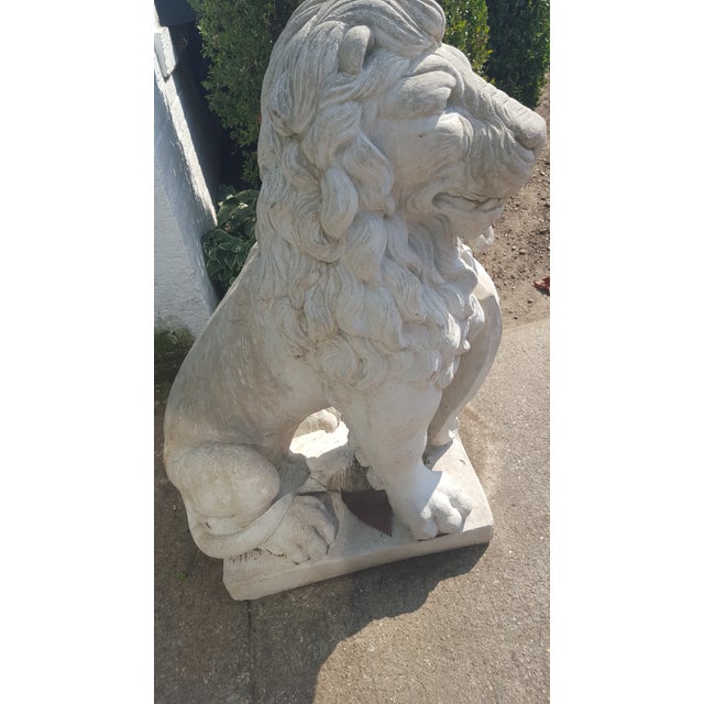 Vintage Cement Lion Statue Chairish