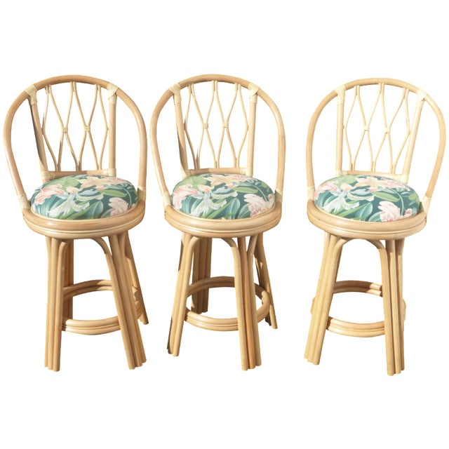 MidCentury Faux Bamboo Bar Stools Set of 3 Chairish