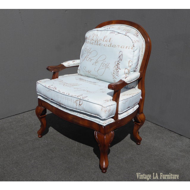 French Country Style Solid Wood Light Blue Bergere Chair Chairish